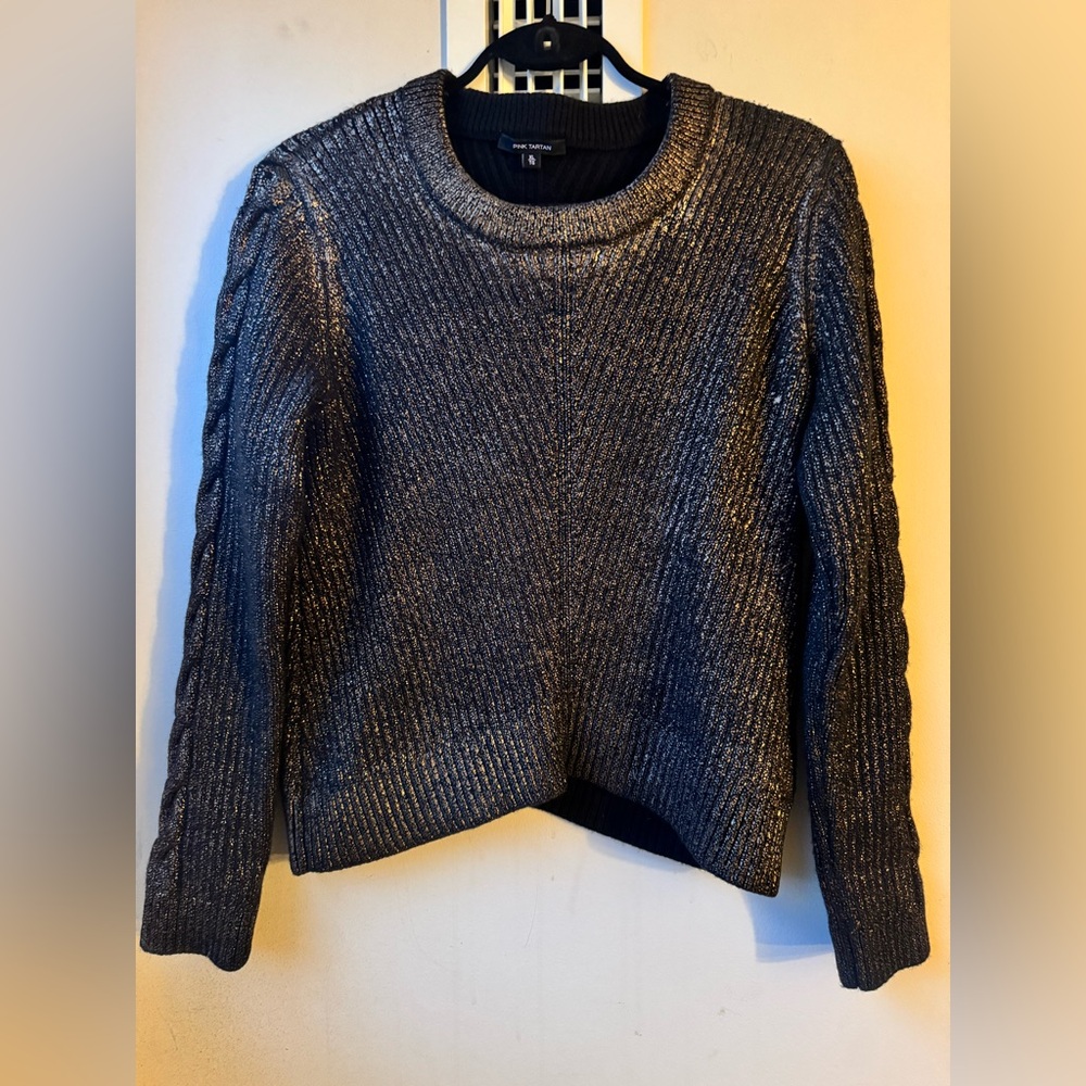 Pink Tartan 100% Wool Black and Bronze Knit Sweater